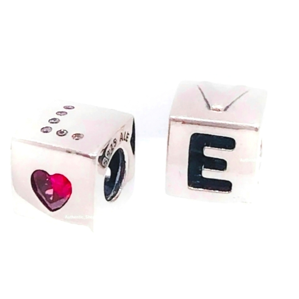 PAIR of authentic Pandora " Dice charm LOVE " like new !!